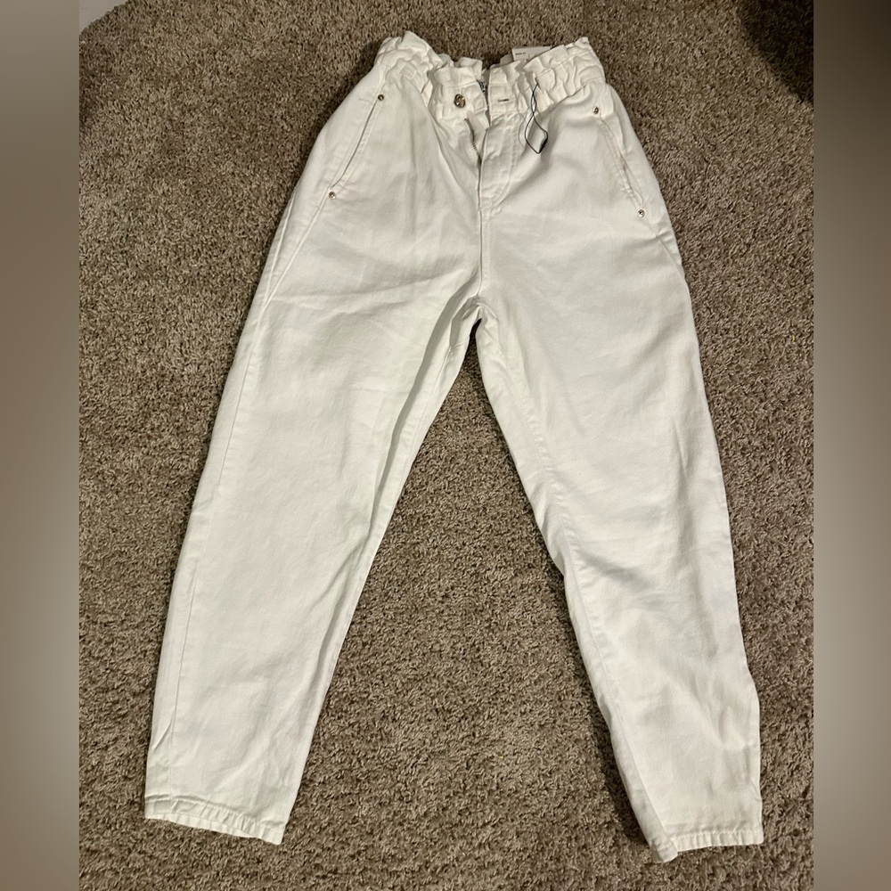 Zara Baggy Fit Ankle Pants - White